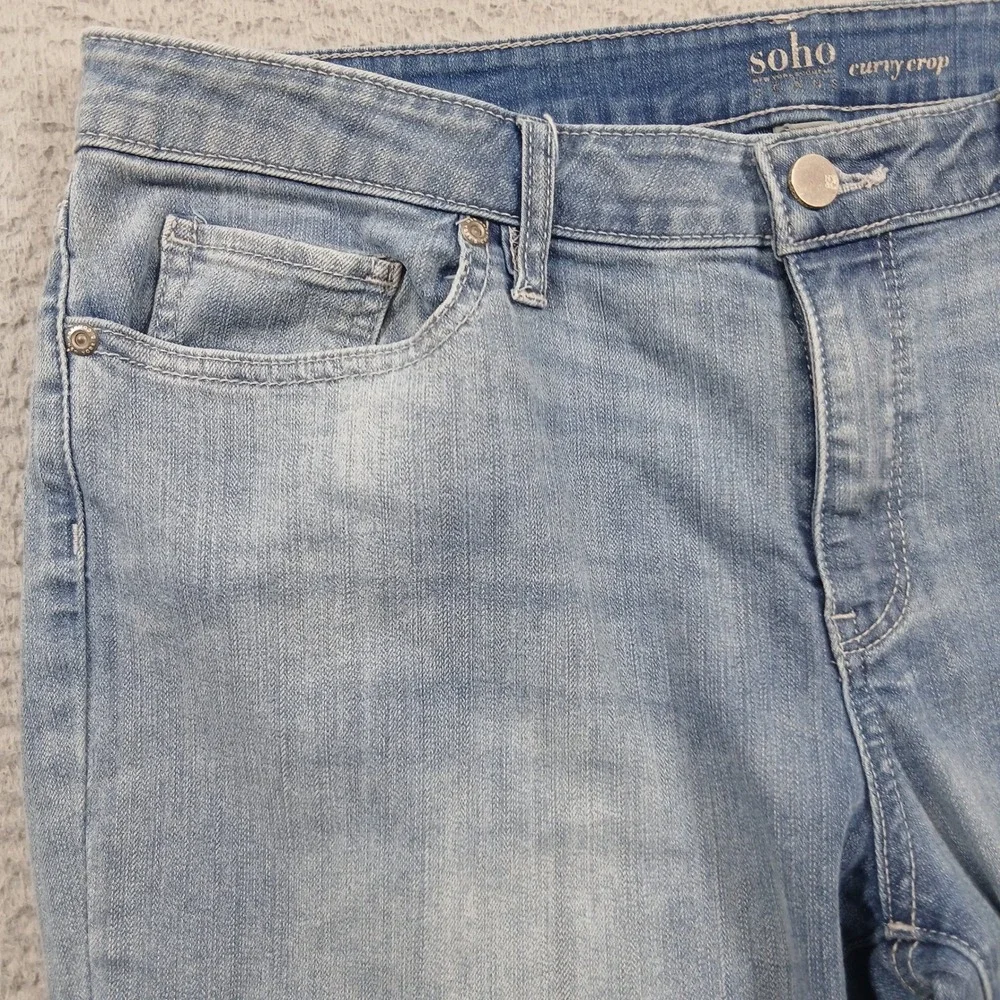 New York & Company Soho Curvy Crop Light Wash Denim Jeans Women's‎ Size 14 EUC